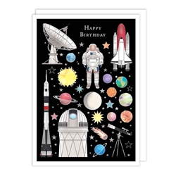 Space Explore Birthday Card 
