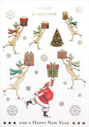 Skating Santa Christmas Card 