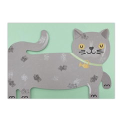 Diecut Grey Cat Blank Card 