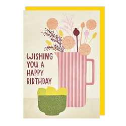 Pink Vase Birthday Card 