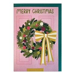 Wreath with Bow Christmas Card Christmas