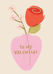 Rose Vase Valentines Day Card 