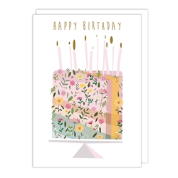 Flowers Cake Birthday Card 
