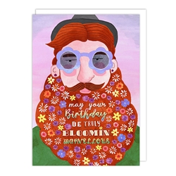 Flower Beard Birthday Card 
