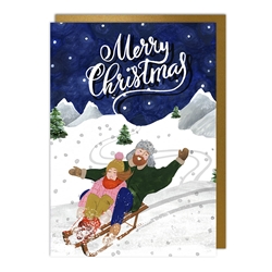 Sledding Christmas Card Christmas