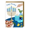 Lighting the Menorah Hanukkah Card Christmas