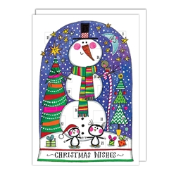 Snowman Snowglobe Advent Calendar Christmas Card Christmas
