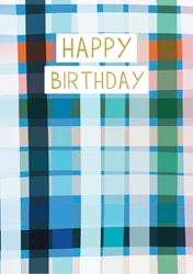 Blue Plaid Birthday Card