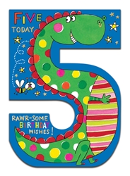 Age 5 Dragon Birthday Card