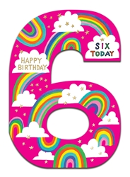 Age 6 Rainbow Birthday Card
