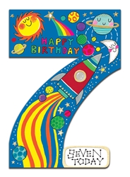 Age 7 Space Birthday Card
