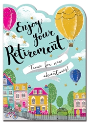Hot Air Balloons over Town - Retirement Card 