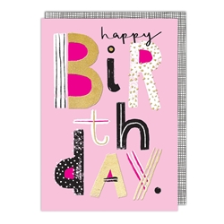 Text Pink Birthday Card 