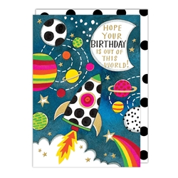 Space Ship Birthday Card 