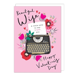 Wife Typewriter Valentines Day Card 