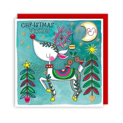 Reindeer Moon Christmas Card Christmas