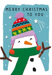 Snowman In Hat and Scarf - Christmas Card Christmas