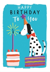Dog with Cake - Birthday Card 