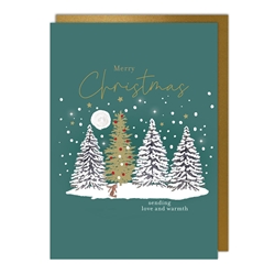 Winter Rabbit in Forest Christmas Card Christmas
