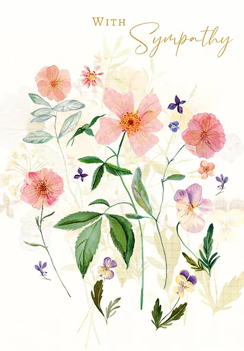 Pressed Flowers Sympathy Greeting Card