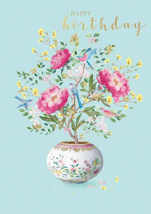 Vase Trees Birthday Greeting Card