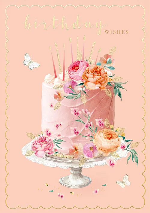 Pink Cake Birthday Greeting Card