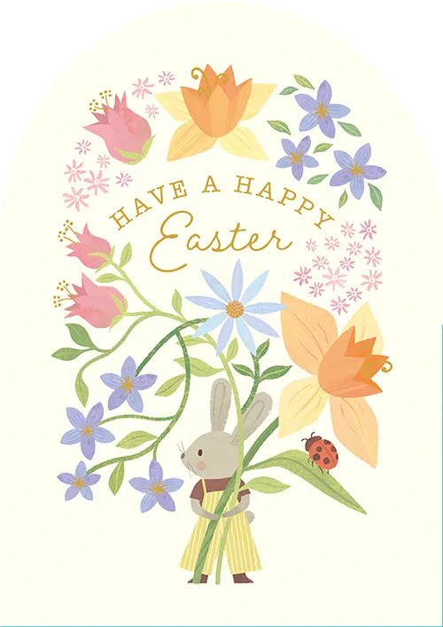 Bunny Bouquet Blank Greeting Card