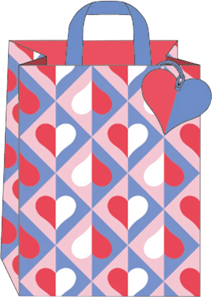 Geo Hearts Medium Gift Bag