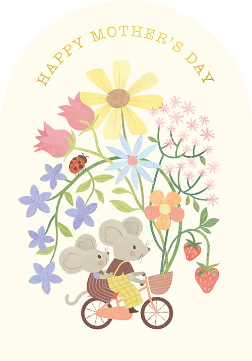 Mice & Bike Mother's Day Greeting Card