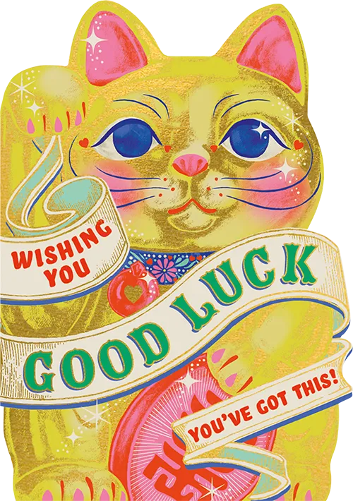 Lucky Cat Good Luck Greeting Card