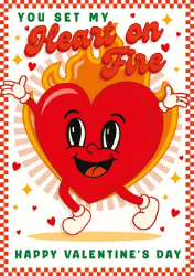 Heart On Fire Valentines Day Greeting Card