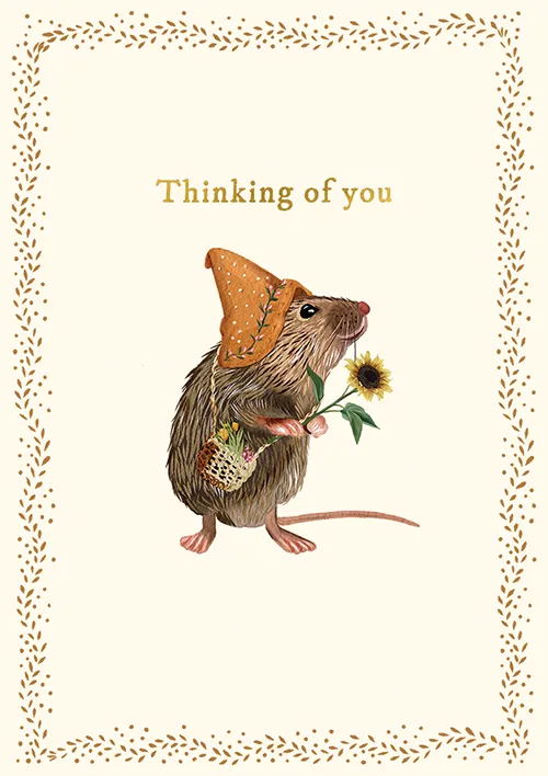 Flower Mouse Thinking of You Greeting Card