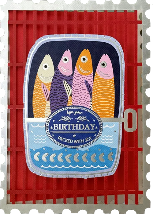 Tin Fish Birthday Diecut Greeting Card