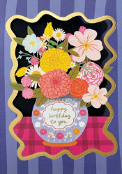 Flower Vase Birthday Diecut Greeting Card