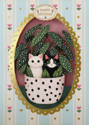 Plant Cats Birthday Diecut Greeting Card