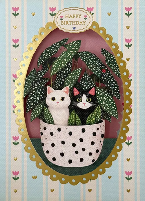 Plant Cats Birthday Diecut Greeting Card