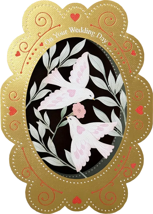 Love Birds Wedding Diecut Greeting Card