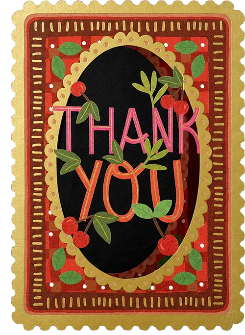 Cherries Thank You Diecut Greeting Card