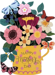 Flower Vase Mothers Day Diecut Greeting Card