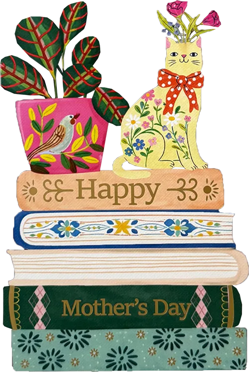 Book Stack All Mother's Day Diecut Greeting Card