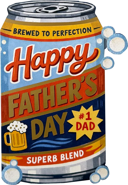 Beer Can Father's Day Diecut Greeting Card