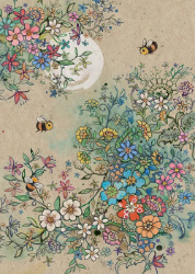 Flower Bees Greeting Card