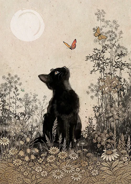 Meadow Cat Greeting Card