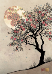 Red Flower Tree Greeting Card