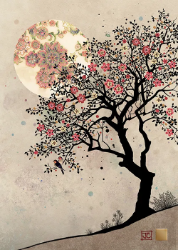 Red Flower Tree Greeting Card