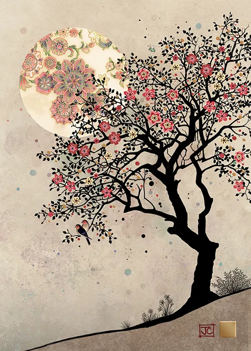 Red Flower Tree Greeting Card