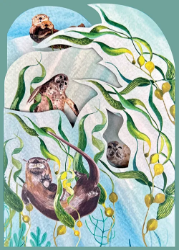 Otters Blank Trifold Greeting Card