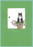 Cat In Pot Birthday Greeting Card
