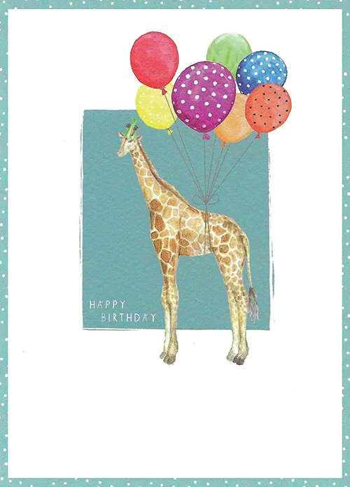 Giraffe Balloons Birthday Greeting Card