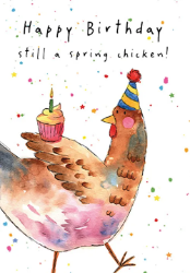 Spring Chicken Birthday Greeting Card